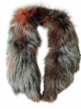 Genuine Fur Dark Brown Collar Vintage Pin- on